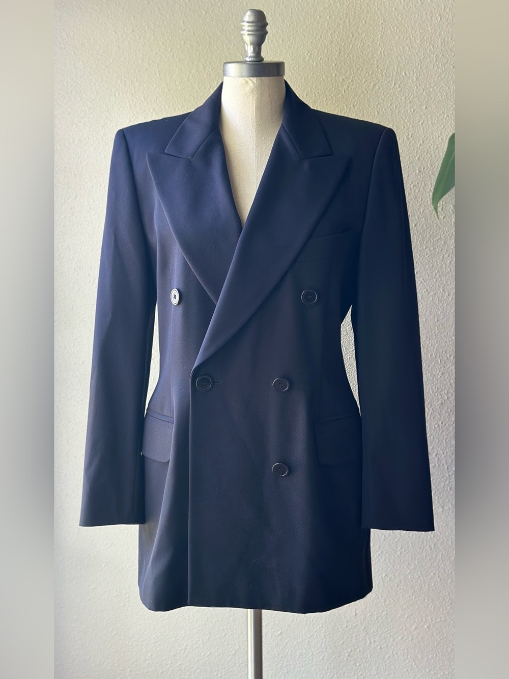 Escada Margaretha Ley Vintage Black Wool Blazer Jacket Double Breasted Oversized